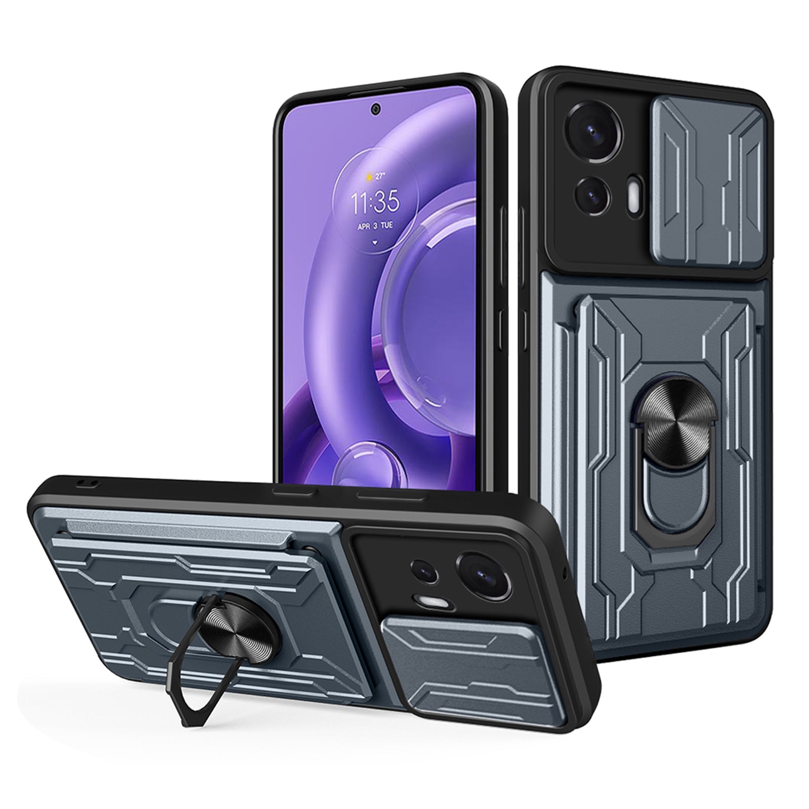 Nárazuvzdorný kryt na telefon pro Motorola Edge 30 Neo 5G Ring Kickstand Pouzdro na telefon s posuvným držákem na ochranu fotoaparátu Nárazuvzdorný kryt na telefon pro Motorola Edge 30 Neo 5G Ring Kickstand Pouzdro na telefon s posuvným držákem na ochranu fotoaparátu